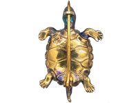 Rose Diamond & Cabochon Garnet Turtle Brooch