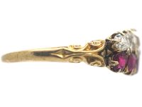 Victorian 18ct Gold, Ruby & Diamond Two Row Ring