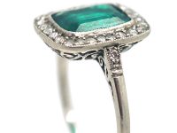 Art Deco Platinum, Emerald & Diamond Ring