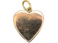 Edwardian 9ct Gold Heart Shaped Pendant with Blue & White Enamel & Rose Diamond & Natural Pearl Heart in the Centre