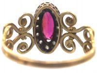 Victorian 18ct Gold, Ruby & Rose Diamond Ring