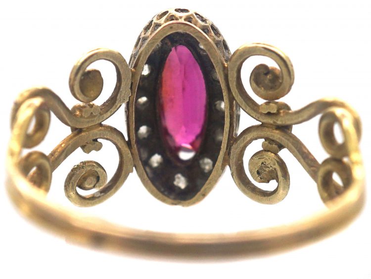 Victorian 18ct Gold, Ruby & Rose Diamond Ring