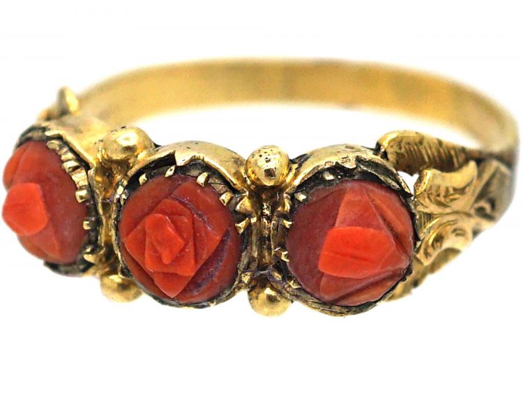 Georgian 15ct Gold & Carved Coral Ring