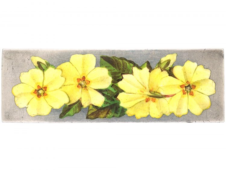 Victorian Silver & Enamel Primrose Brooch