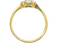 Art Deco 18ct Gold & Platinum, Emerald & Diamond Cluster Ring