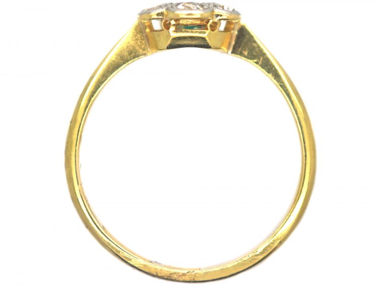 Art Deco 18ct Gold & Platinum, Emerald & Diamond Cluster Ring