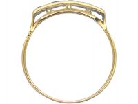 Art Deco 18ct Gold & Platinum, Diamond & Sapphire Rectangular Ring