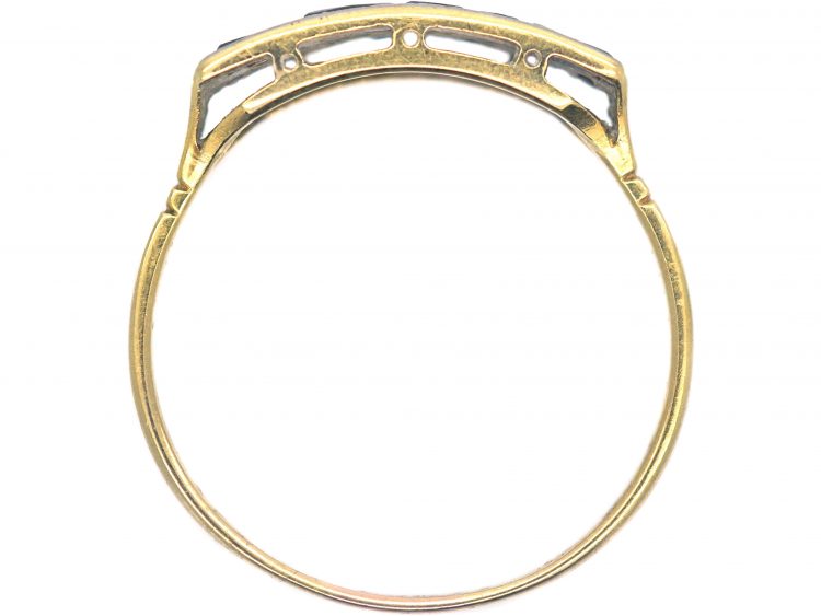 Art Deco 18ct Gold & Platinum, Diamond & Sapphire Rectangular Ring