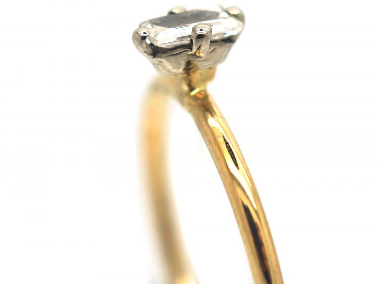 18ct Gold & Long Narrow Claw Set Baguette Diamond Ring