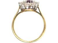 18ct Gold, Ruby & Diamond Cluster Ring with Baguette Diamonds