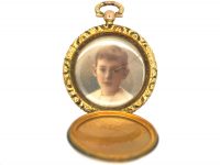 Georgian 15ct Gold Round Locket with Garter Motif