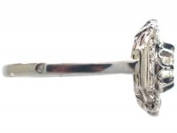 French Art Deco Platinum & Diamond Geometric Cluster Ring