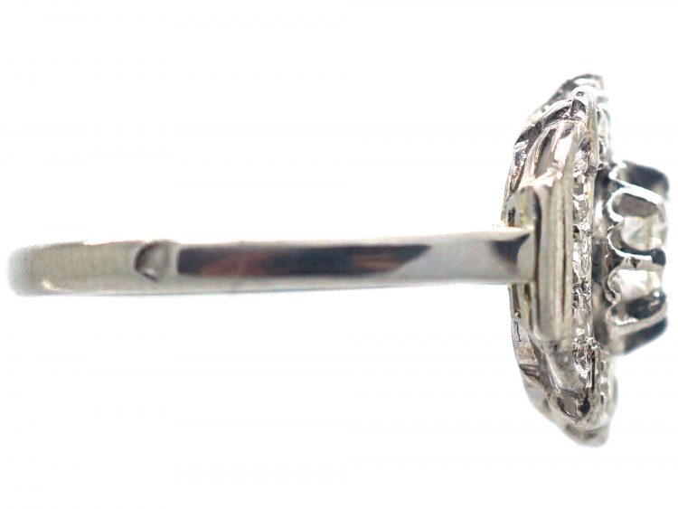 French Art Deco Platinum & Diamond Geometric Cluster Ring