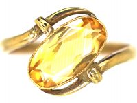 Art Nouveau 9ct Gold Citrine Twist Ring