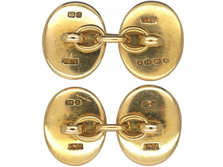 Art Deco 18ct Gold Cufflinks set with Lapis Lazuli