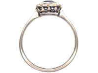 Art Deco 18ct White Gold & Platinum, Sapphire & Diamond Rectangular Ring