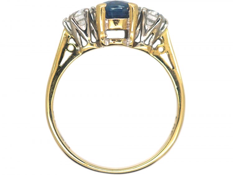 18ct Gold Sapphire & Diamond Three Stone Ring