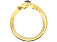 Victorian 18ct Gold Ring set with a Cabochon Sapphire & Rose Diamond Eyes