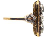 French 18ct Gold & Platinum, Art Deco 18ct Gold & Platinum, Ruby & Diamond Rectangular Ring