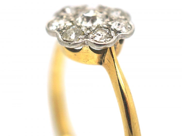 Edwardian 18ct Gold & Platinum Diamond Cluster Ring