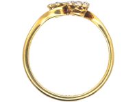 Edwardian 18ct Gold & Platinum, Double Cluster Ring set with Diamonds
