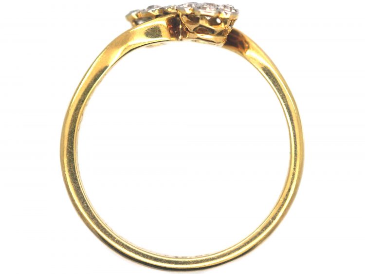 Edwardian 18ct Gold & Platinum, Double Cluster Ring set with Diamonds