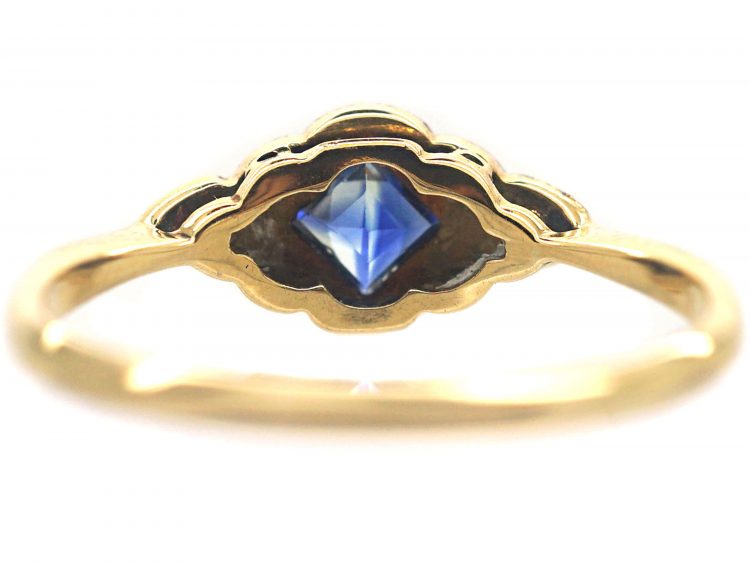 Art Deco 18ct Gold & Platinum, Sapphire & Diamond Ring