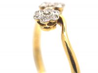 Edwardian 18ct Gold & Platinum, Double Cluster Ring set with Diamonds
