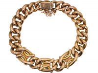 Edwardian 9ct Gold Curb Bracelet set with Three Opals