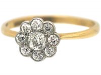 Edwardian 18ct Gold & Platinum, Diamond Daisy Cluster Ring