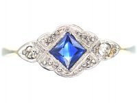 Art Deco 18ct Gold & Platinum, Sapphire & Diamond Ring