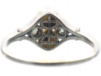 Art Deco Platinum, Natural Pearl & Diamond Ring