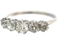Art Deco 18ct White Gold Five Stone Diamond Ring