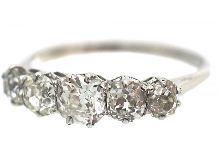 Art Deco 18ct White Gold Five Stone Diamond Ring