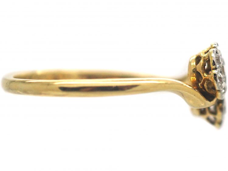 Edwardian 18ct Gold & Platinum, Double Cluster Ring set with Diamonds