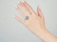 18ct White Gold 1950s Sapphire & Diamond Ballerina Ring