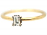 18ct Gold & Baguette Claw Set Diamond Ring