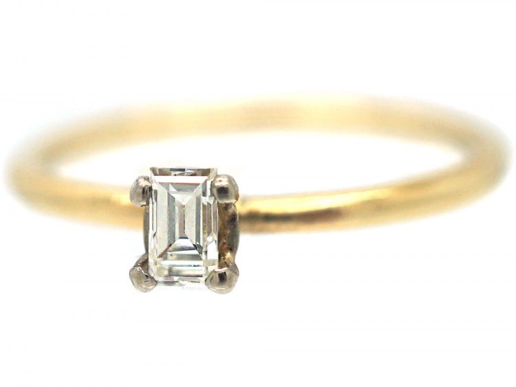18ct Gold & Baguette Claw Set Diamond Ring