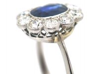 18ct White Gold, Sapphire & Diamond Oval Cluster Ring