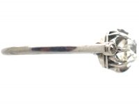 French Art Deco, Platinum & Diamond Solitaire Ring with Diamond Set Shoulders