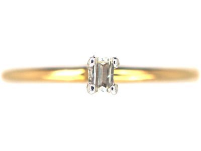 18ct Gold & Claw Set Small Baguette Diamond Ring