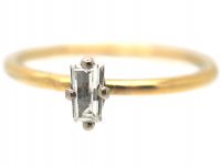 18ct Gold & Long Narrow Claw Set Baguette Diamond Ring