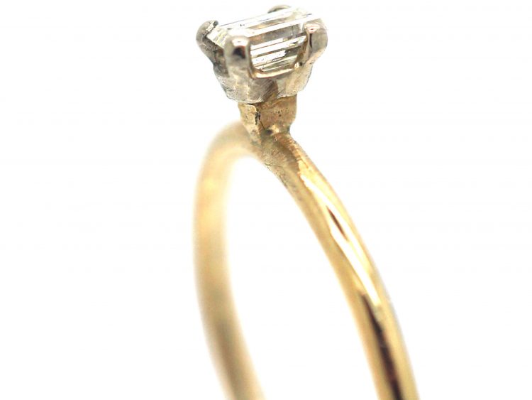 18ct Gold & Baguette Claw Set Diamond Ring