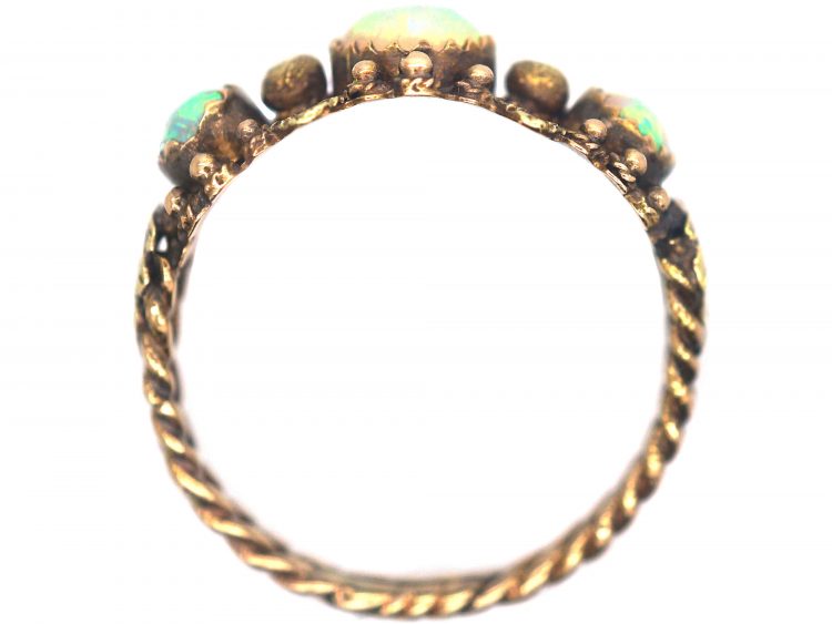 Regency 15ct Two Colour Gold Ring in an Acorn & Oak Leaf Design set with Three Opals