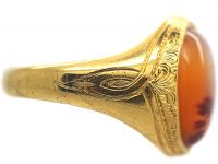Victorian 18ct Gold & Orange Moss Agate Signet Ring