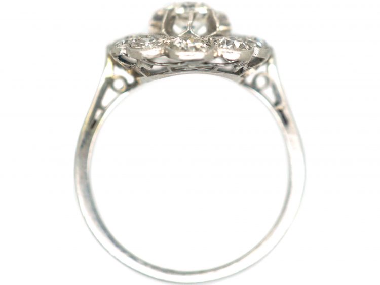 French Art Deco, 18ct White Gold & Diamond Oval Cluster Ring