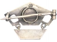 Art Nouveau Silver & Blue Chalcedony Brooch