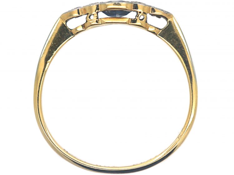 Art Deco 18ct Gold & Platinum, Sapphire & Diamond Ring