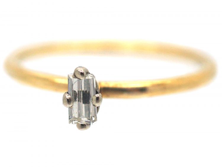 Slim 18ct Gold & Baguette Diamond Ring