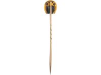 Victorian 18ct Gold Horseshoe Tie Pin set with a Banded Sardonyx & Natural Split Pearls